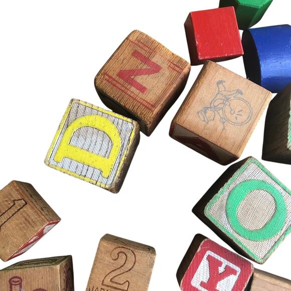 Vintage Wooden Alphabet Blocks Building Child Toy Lot Japan Stamped READ DSCPT - Picture 6 of 8